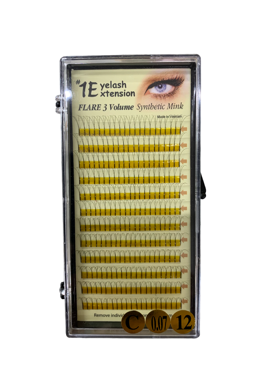 1E Eyelash Extension Flare 3 Volume Synthetic Mink C-0.07-12